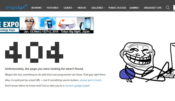Engadget - 404 error page