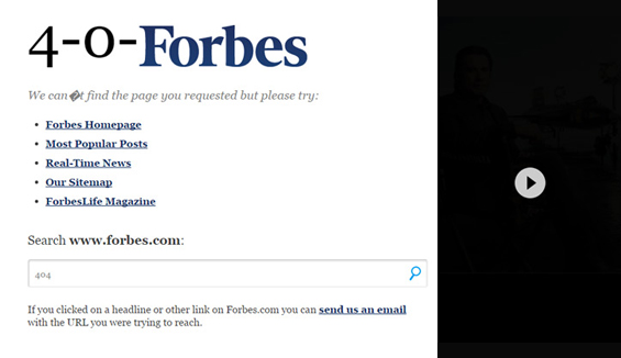 Forbes - 404 error page