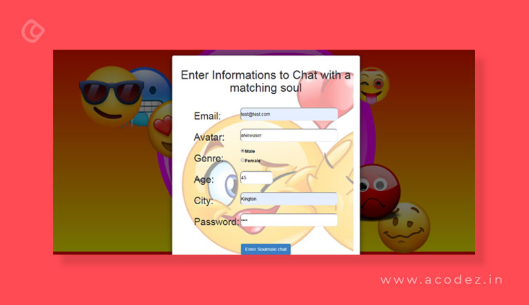 Enter Information to Chat with matching soul