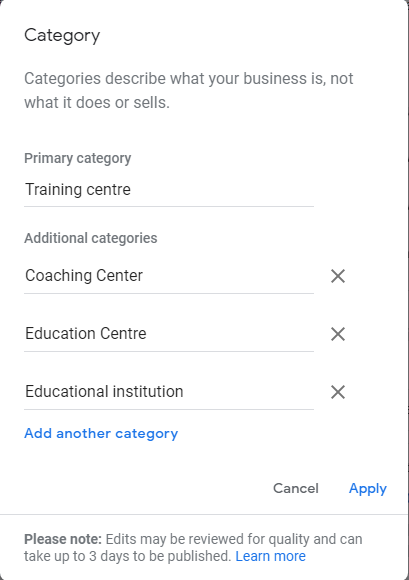 select-google-my-business-category