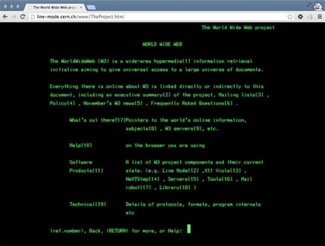 Recreated Page of the First Website