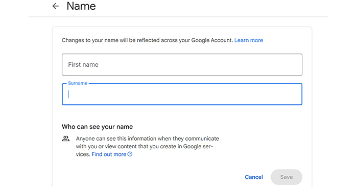 Naming Your Google People Card